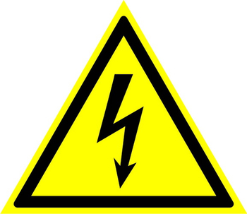 W08 внимание! опасность поражения электрическим током  (пленка, сторона 100 мм) - Охрана труда на строительных площадках - Знаки безопасности - магазин "Охрана труда и Техника безопасности"